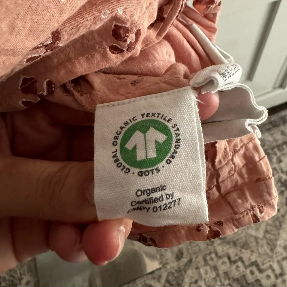 Cleobella Sybil Pink Floral Puff Short Sleeve Lined Babydoll Mini Dress Size L - Picture 14 of 14